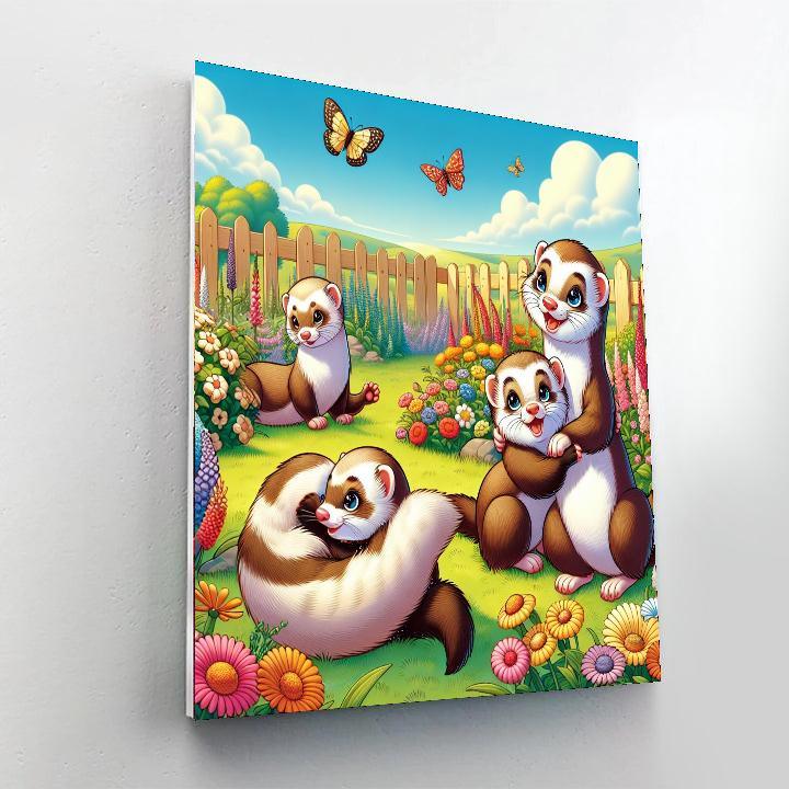 Friendly Ferrets Paint By Numbers Art