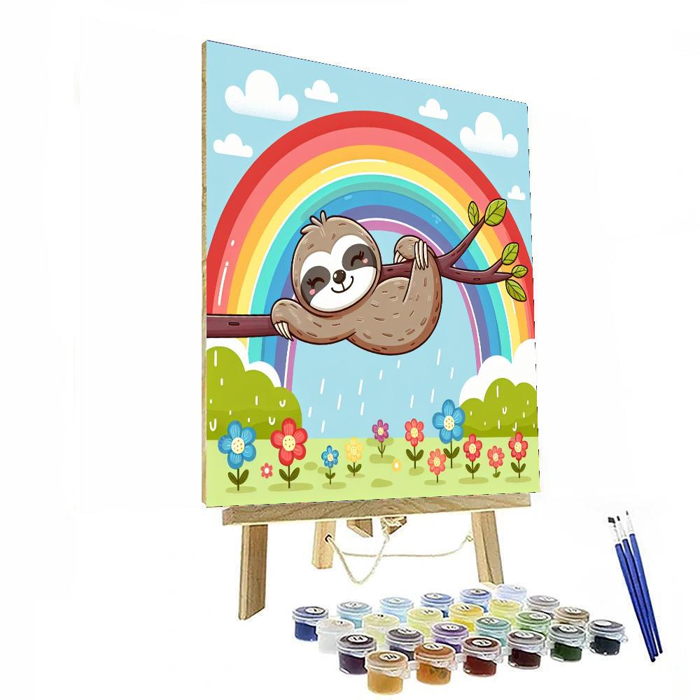 Rainbow Sloth Painting Number Kit