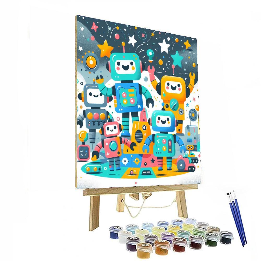 Adventurous Robot Exploration Paint By Color