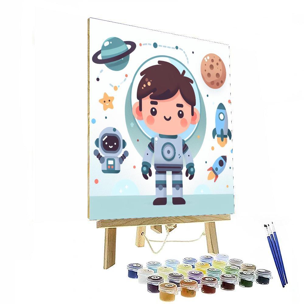 Space Robot's Cosmic Quest Paint By Numbers Art