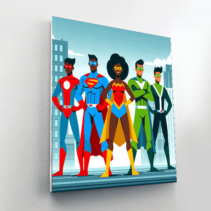 Superhero Team-up Paint By Numbers Art