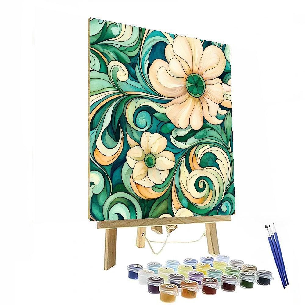 Alphonse Mucha Inspired Harmony Of Floral Elegance  Paint By Numbers Kits