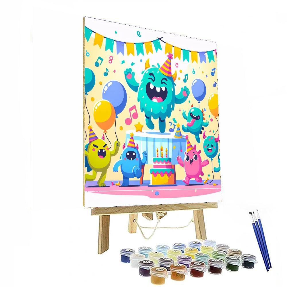 Playful Monster Dance Party Paint By Numbers Art