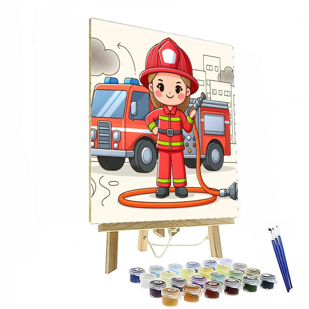 Brave Firefighter Rescue Paint By Numbers