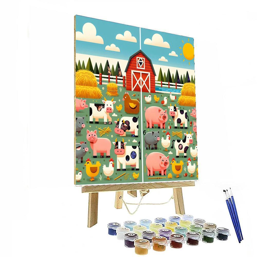 Busy Animal Farm Numbered Painting Kits