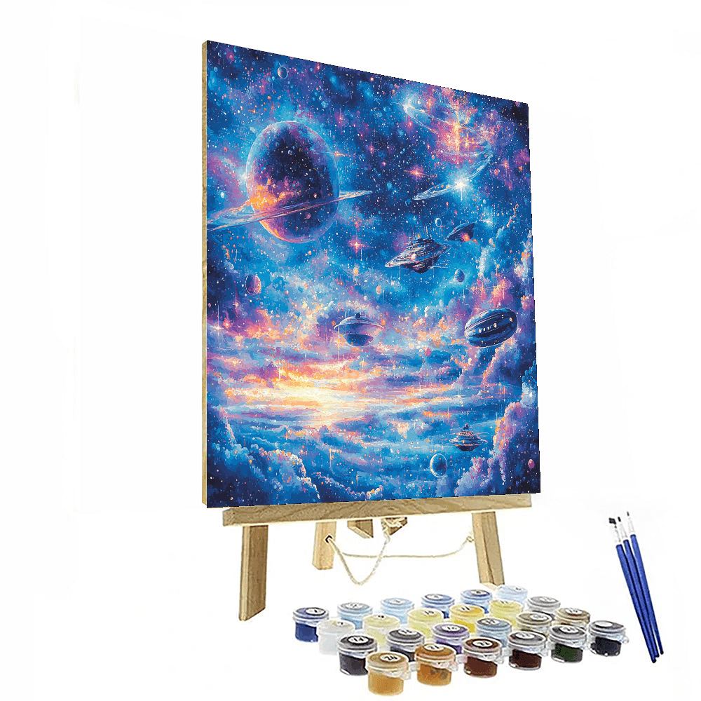 René Magritte Inspired Futuristic Space Odyssey - DIY Painting By Numbers Kit