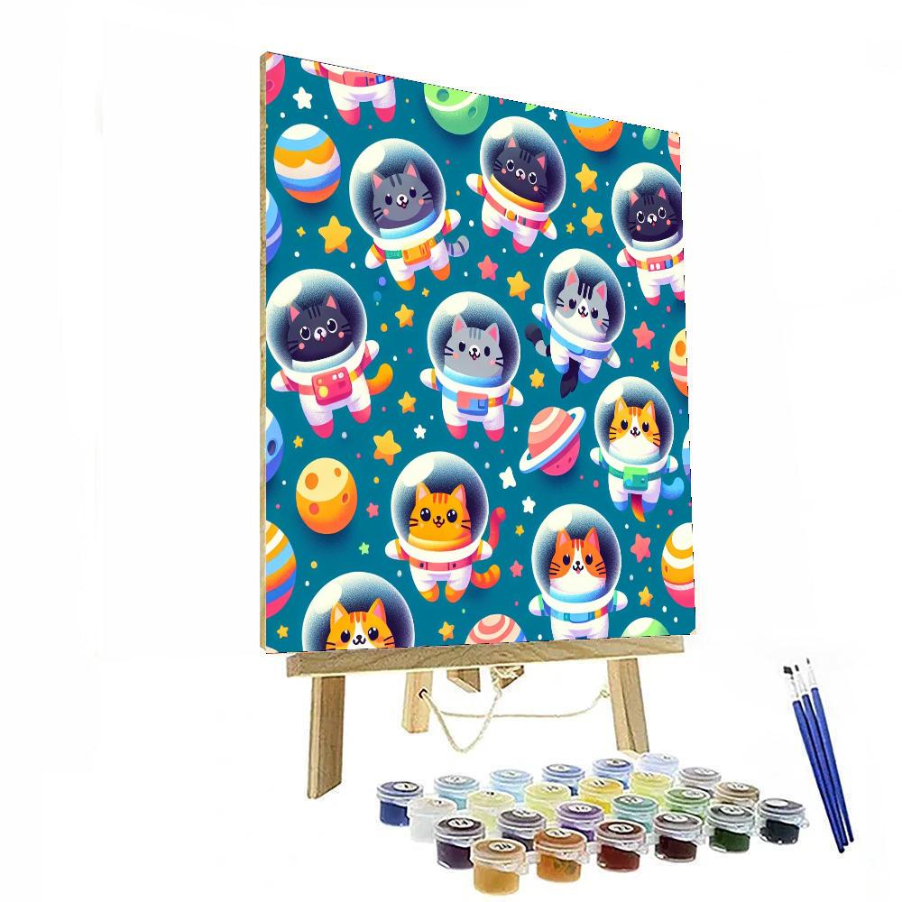Curious Space Cats Painting By Numbers Kit