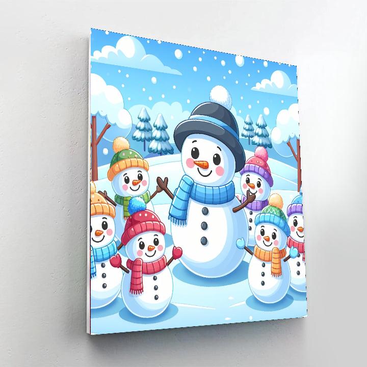 Happy Snowmen Paint By Numbers Art