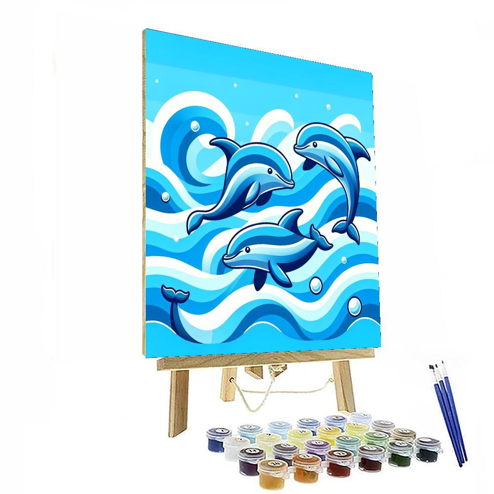 Seaside Dolphin Delight Number Painting