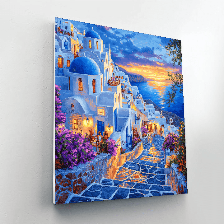 Santorini's Oia Village DIY Paint By Numbers