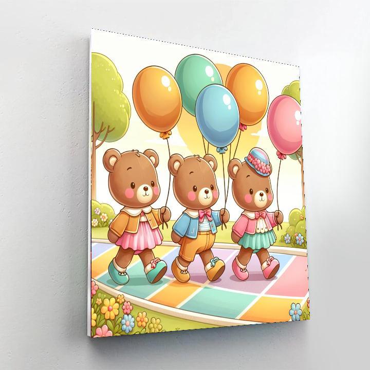 Jolly Teddy Bear Parade Paint By Numbers Art