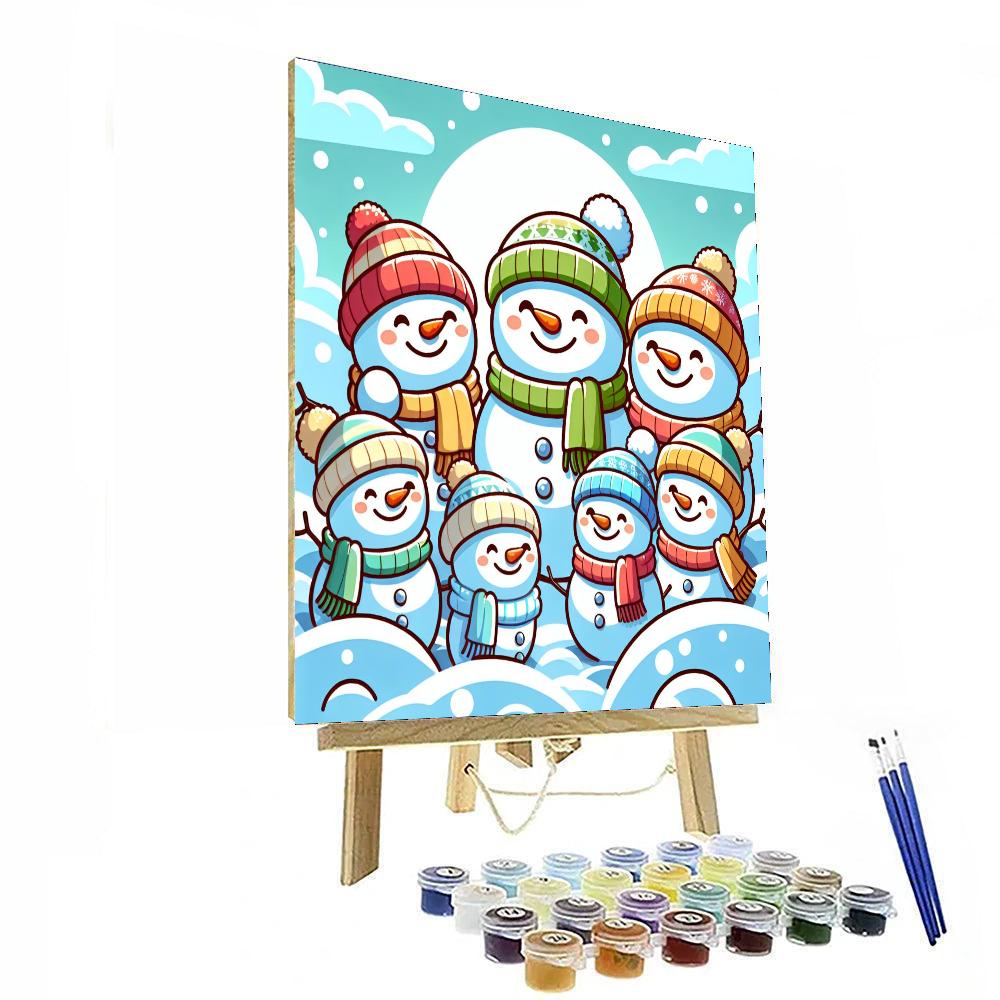 Cheerful Snowmen Painting Number Kit