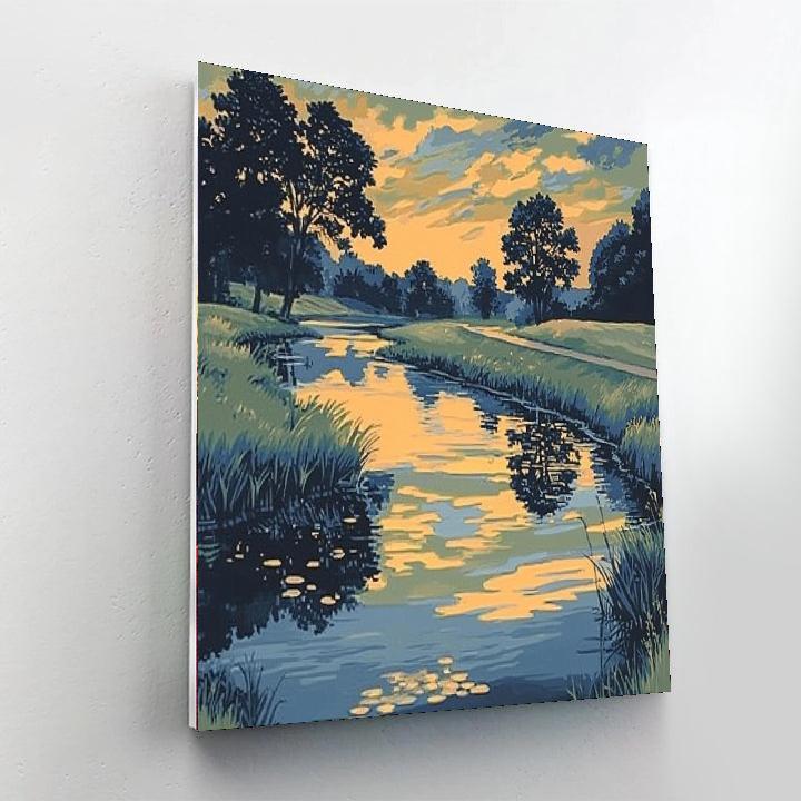 Utagawa Hiroshige Inspired Riverside Harmony At Dusk  Painting By Numbers Kit