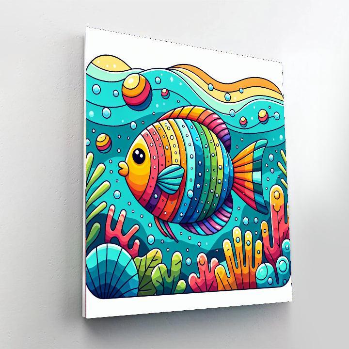 Bright Rainbow Fish DIY Paint By Numbers