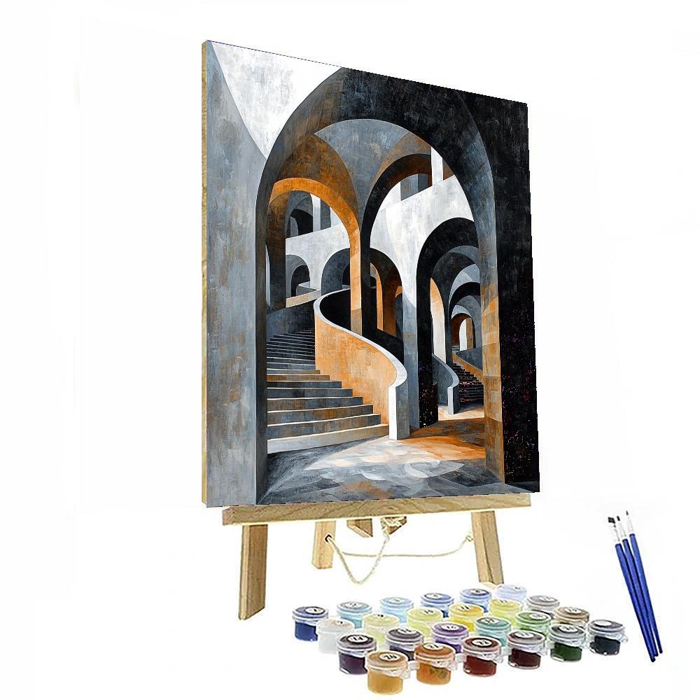 M.C. Escher Inspired Architectural Illusions  Paint By Numbers