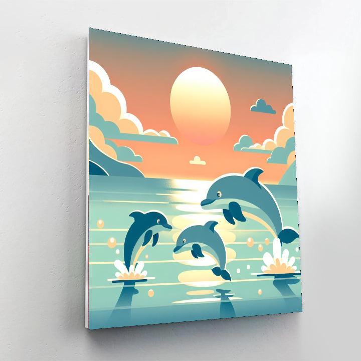 Sunset Serenade With Dolphins Paint By Number