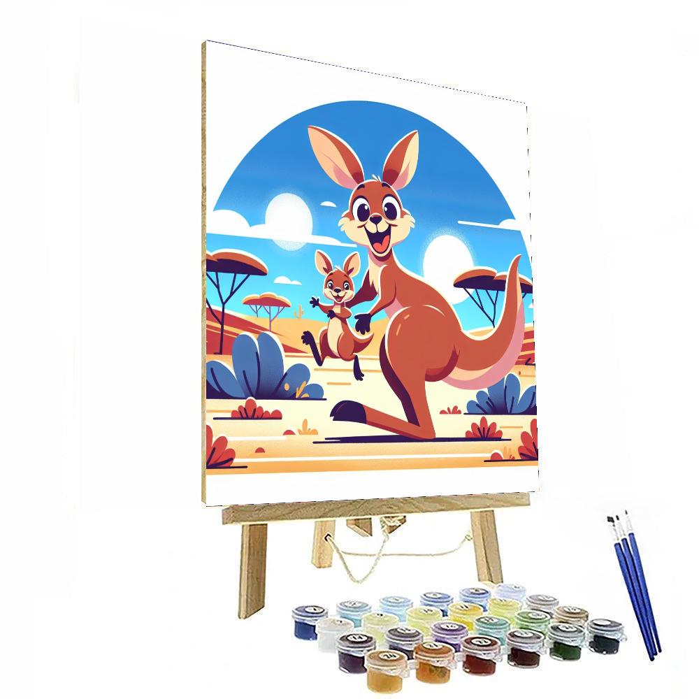 Joyful Kangaroo Adventure Painting Number Kit