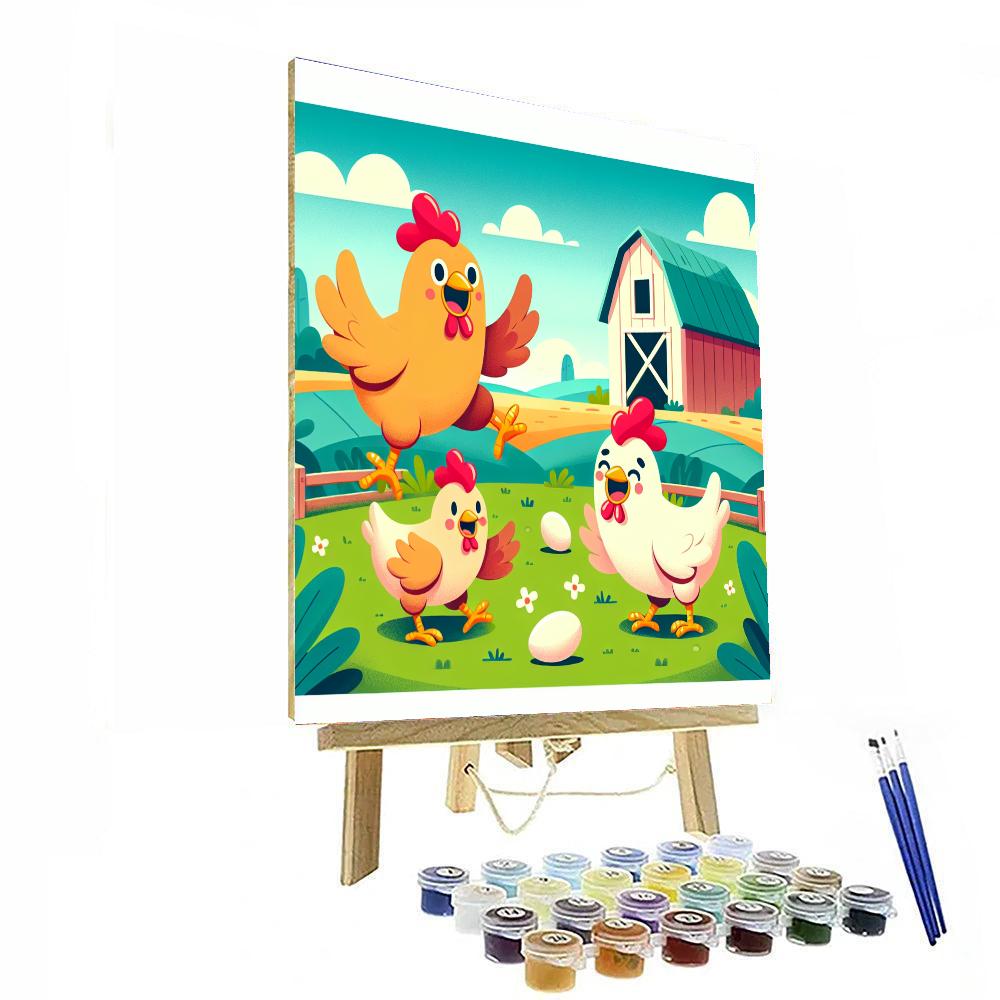 Sunny Farm Day With Cheery Chickens Paint By Numbers Kits