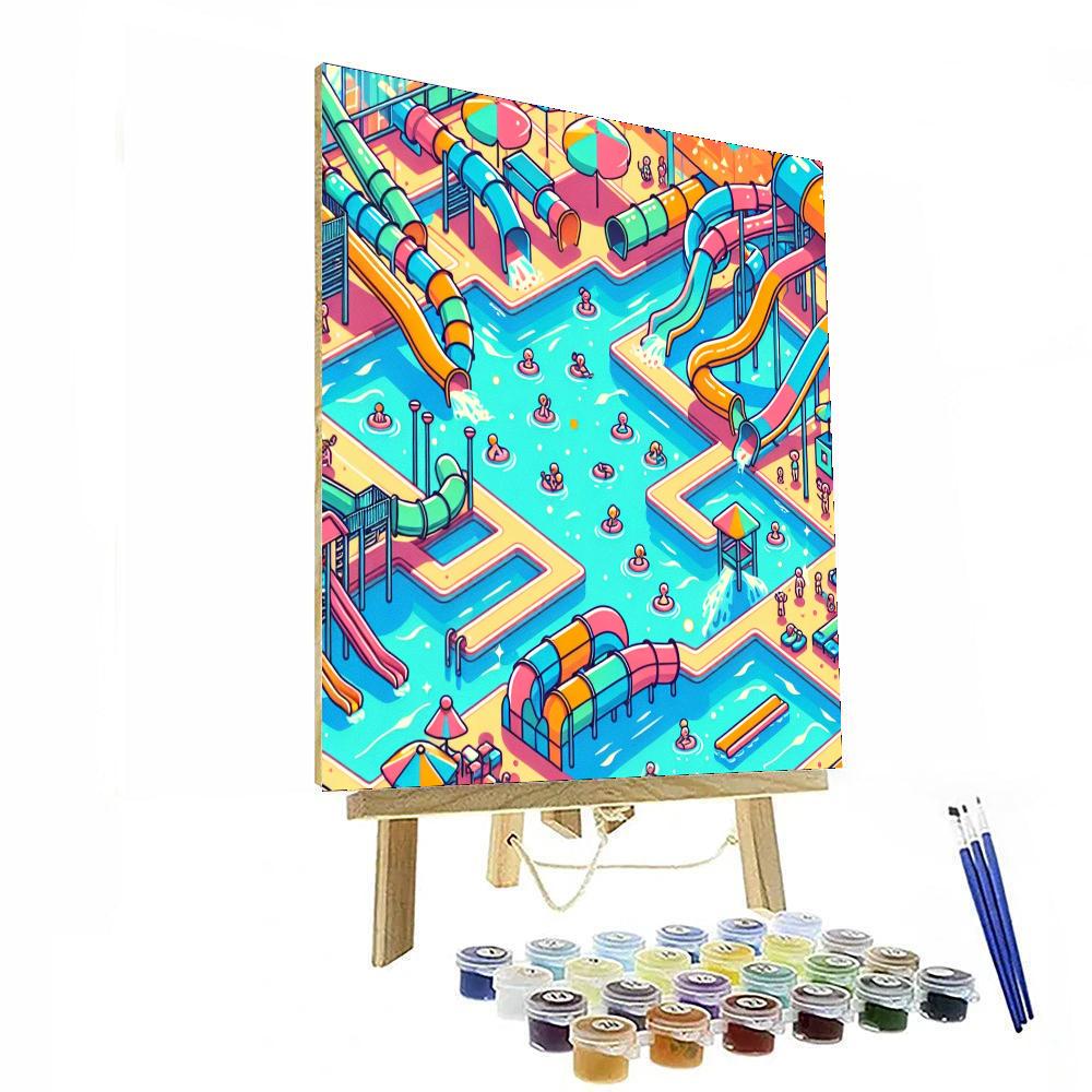 Playful Waterpark Splash Painting Number Kit