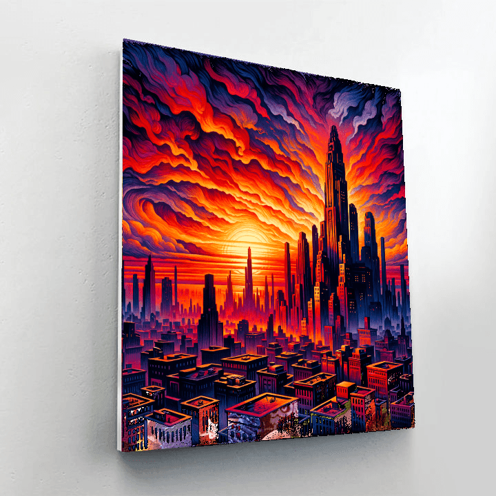Sunset Over City Painting By Numbers Kit
