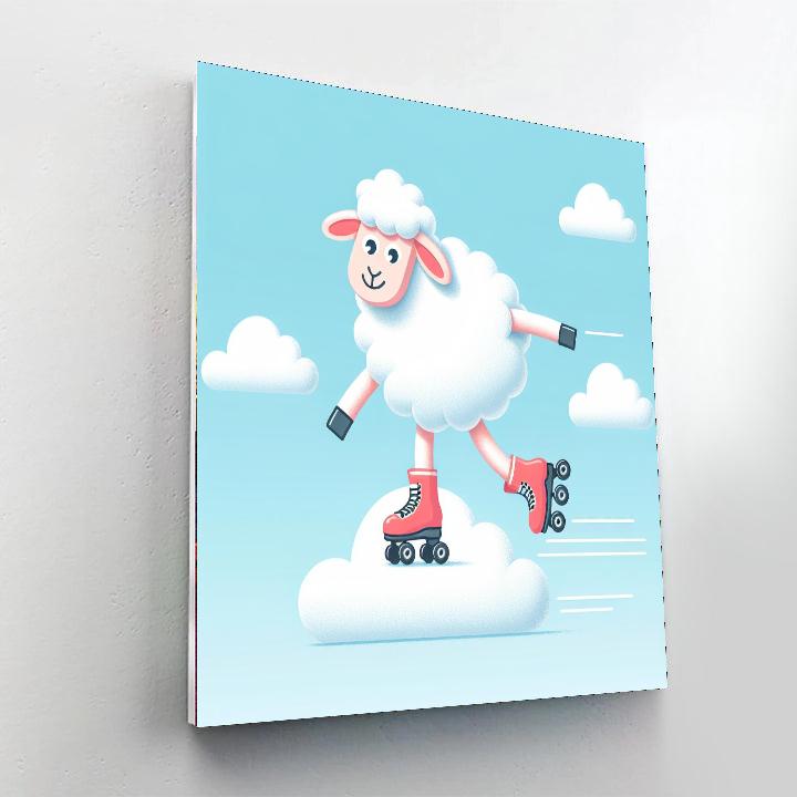 Sky High Skating Sheep Painting Number Kit