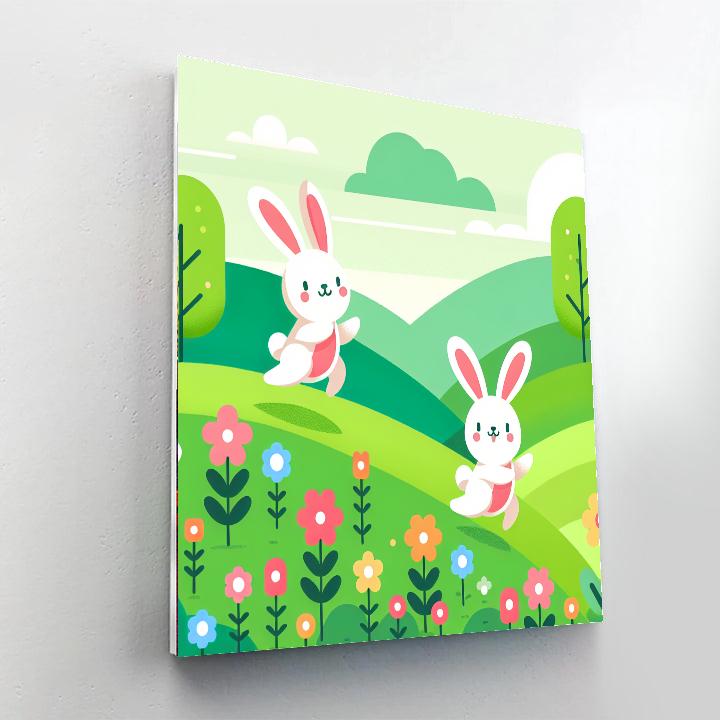 Bouncing Bunny Hill Painting Number Kit