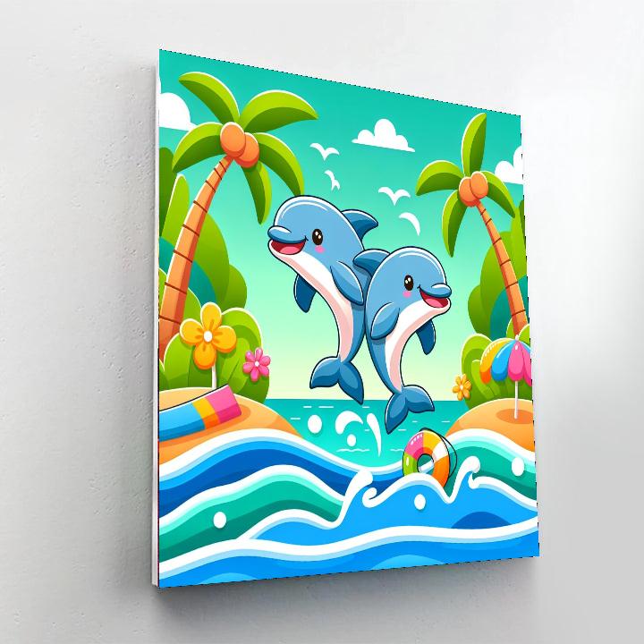 Friendly Dolphin Lagoon Numbered Painting Kits