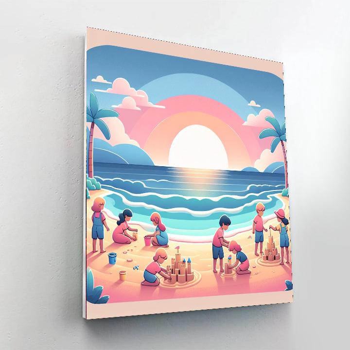 Peaceful Pastel Beach Day Paint By Numbers