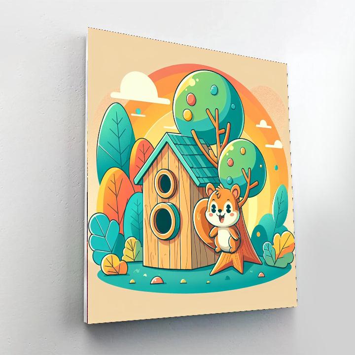 Friendly Squirrel's Treehouse Paint By Color