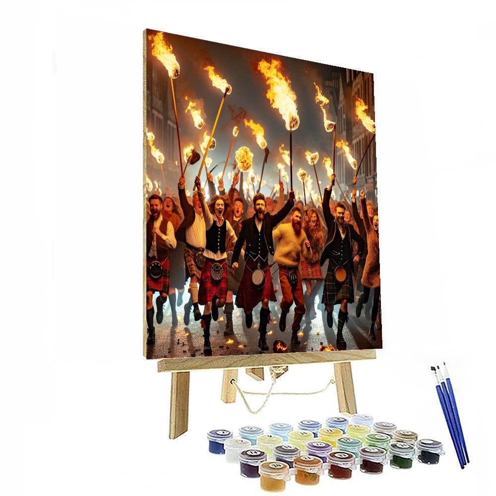 Hogmanay Fireball Ceremony - Scotland Painting By Numbers Kit