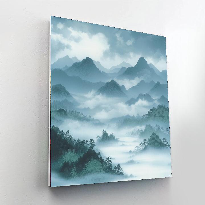 Hiroshige Inspired Misty Mountain Harmony  Paint By Numbers Kits