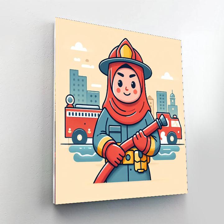 Brave Firefighter Hero Painting Number Kit