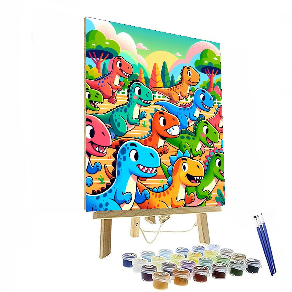 Dynamic Dino Rally Painting By Numbers Kit