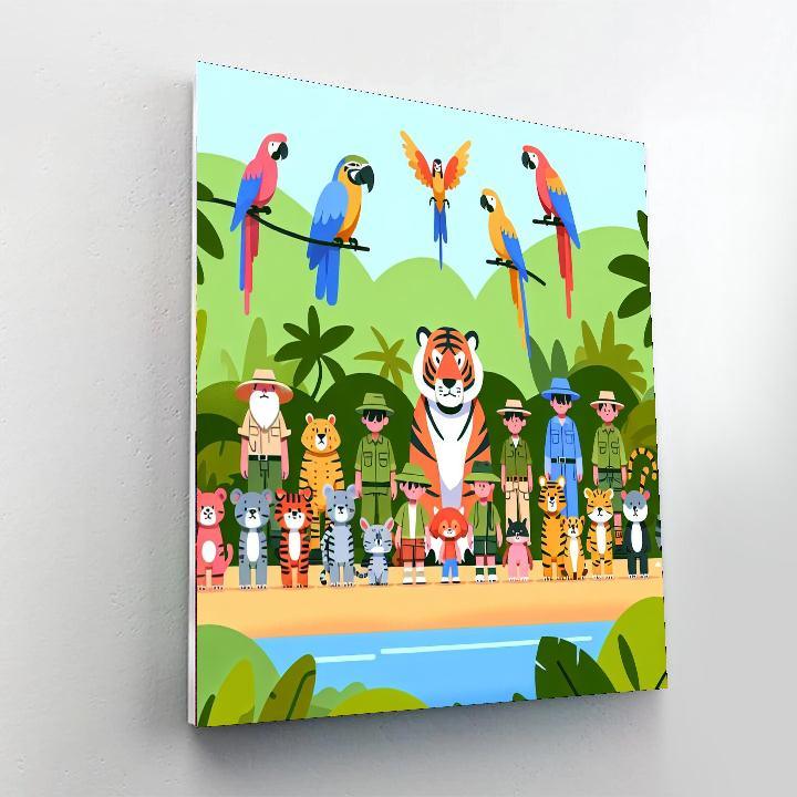 Safari Expedition With Jungle Animals Painting By Numbers Kit