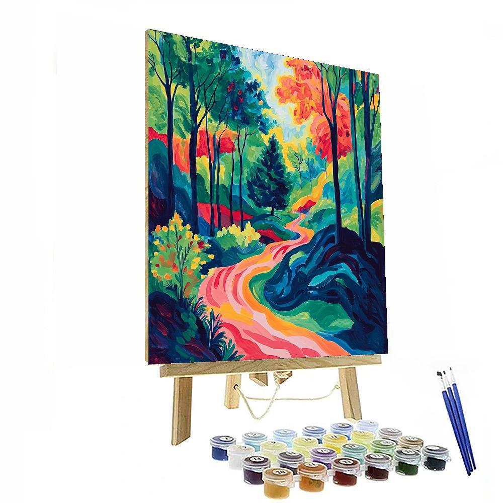 Marc Chagall Inspired Whimsical Forest Dance  Paint By Color