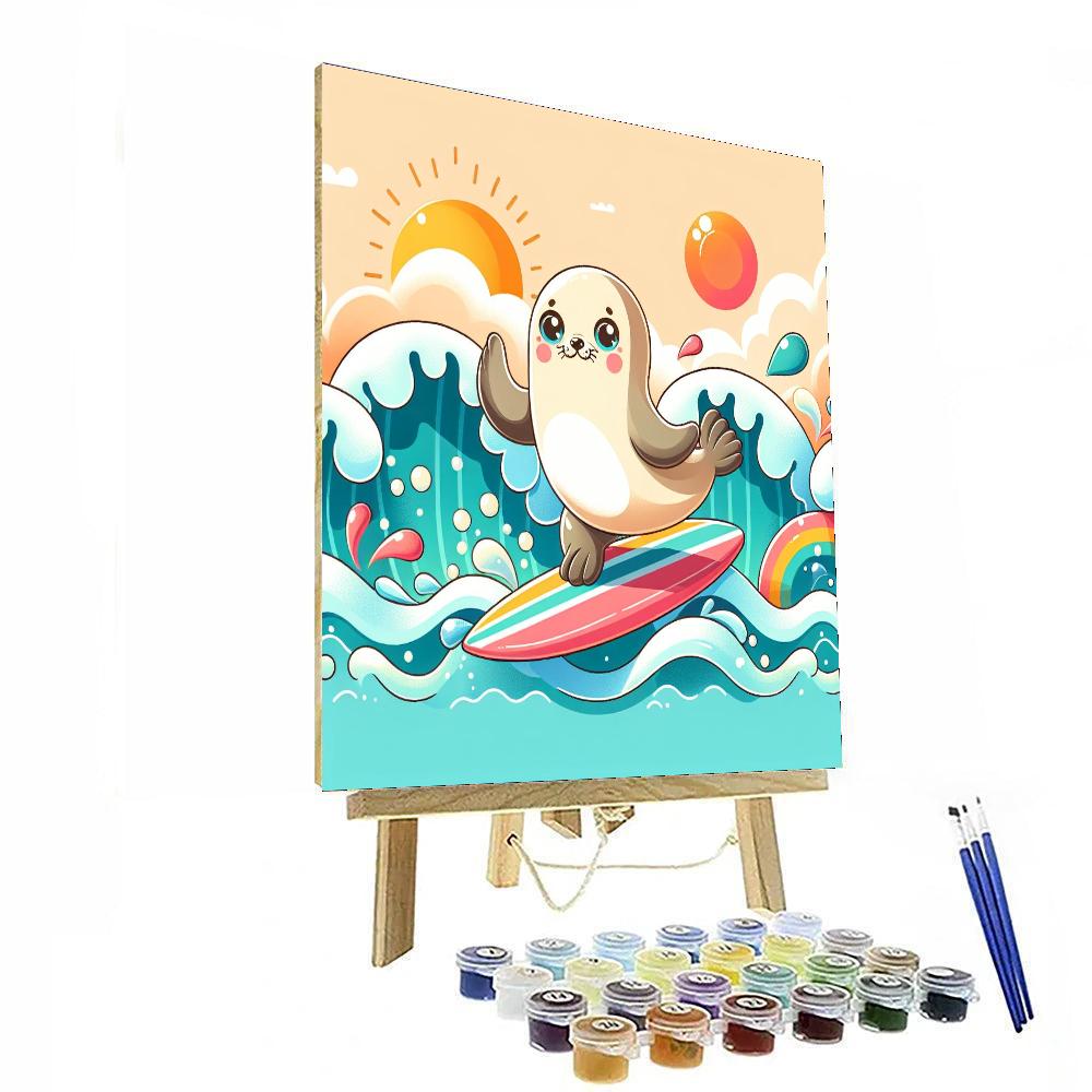 Silly Seals Surfing Numbered Painting Kits