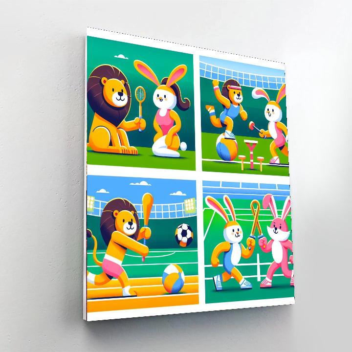 Sporty Animal Champs Paint By Numbers Art