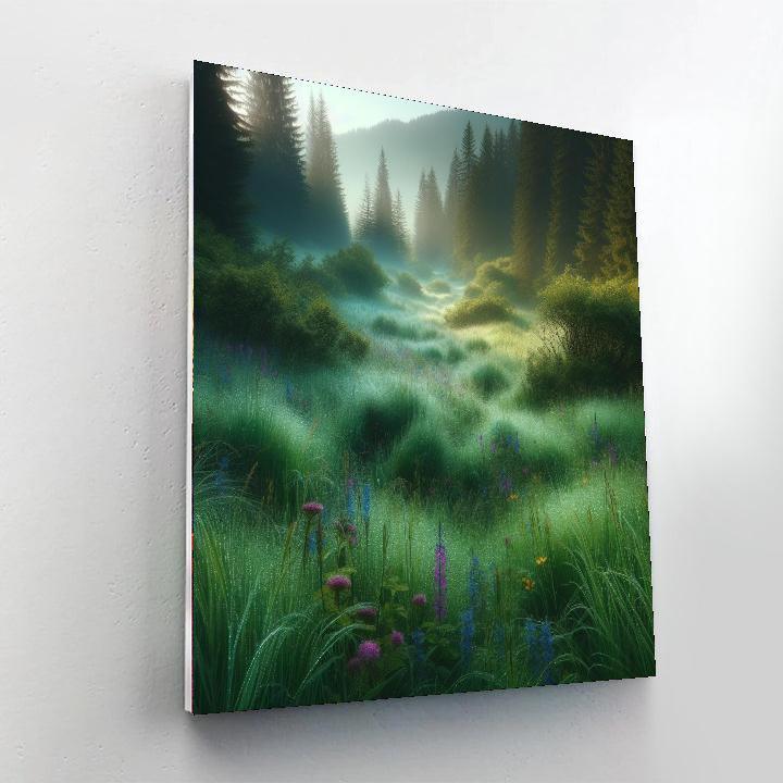 Serene Morning Meadow Painting Number Kit