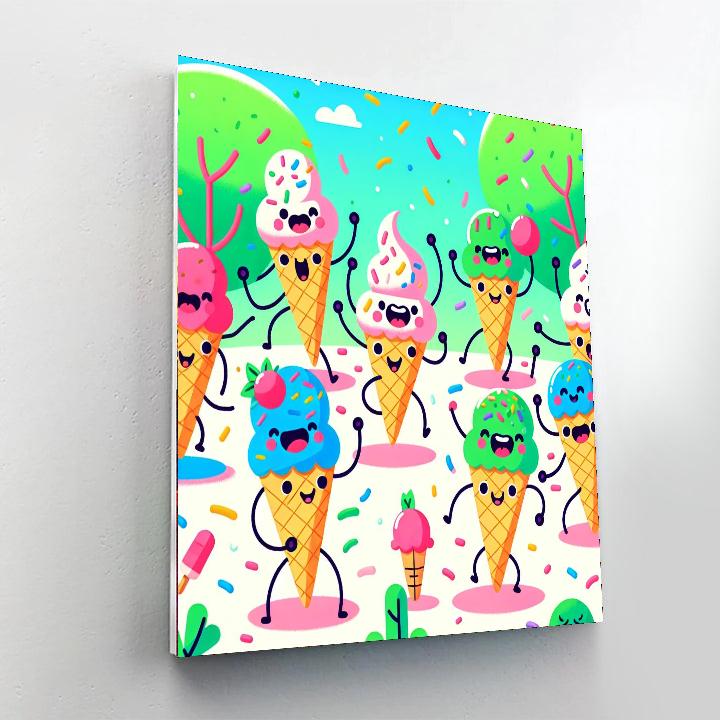 Dancing Ice Cream Cones Paint By Numbers Art