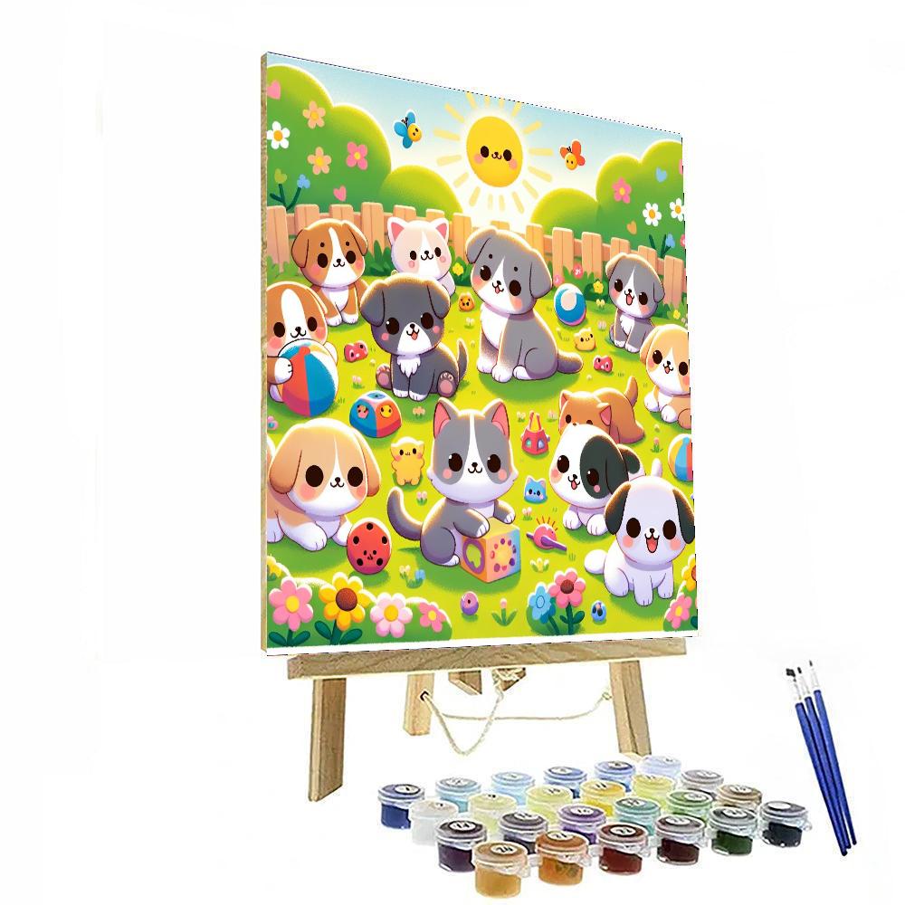 Cute Kittens And Pups Number Painting