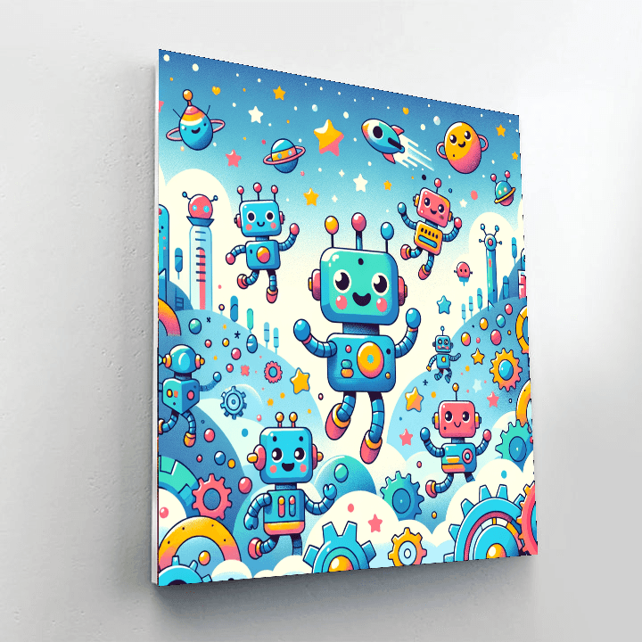 Whimsical Robot Adventures Painting By Numbers Kit