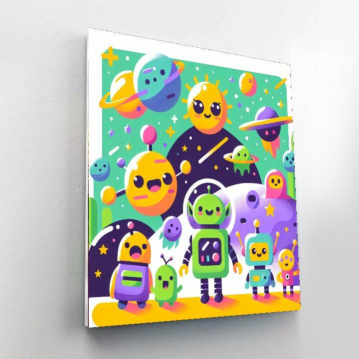 Curious Space Friends Paint By Numbers Art