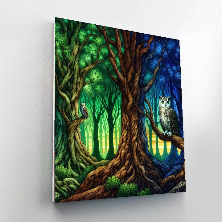 Enchanted Owl Forest Paint By Color