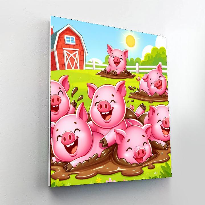 Playful Pigs Paint By Numbers Art