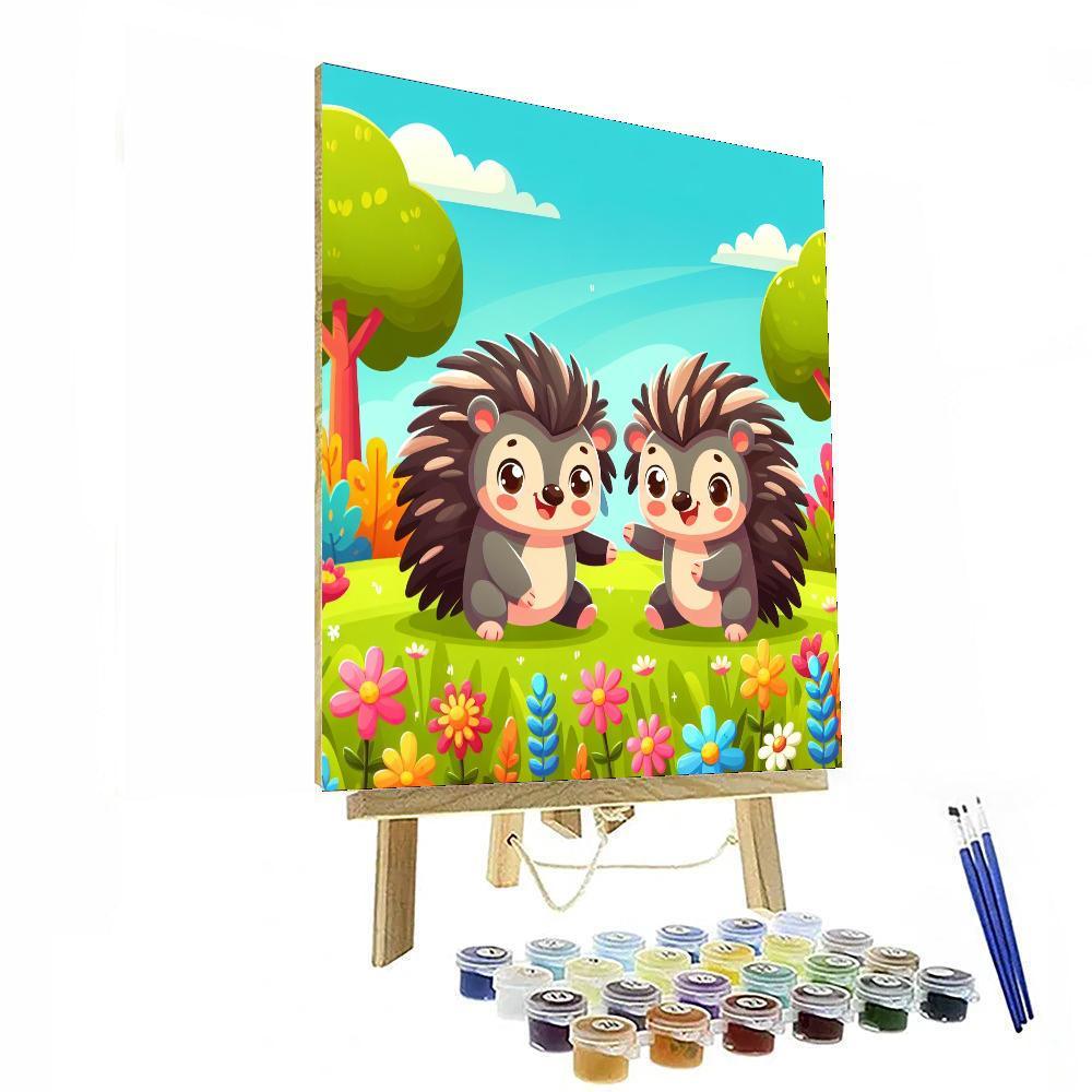 Playful Porcupines Paint By Numbers Art