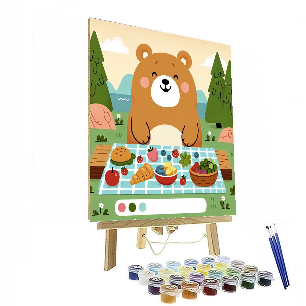 Forest Bear's Picnic Paint By Number