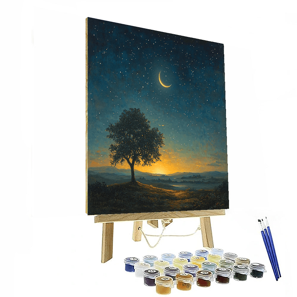 Caspar David Friedrich Inspired Mystical Starry Night Serenade - DIY Painting By Numbers Kit