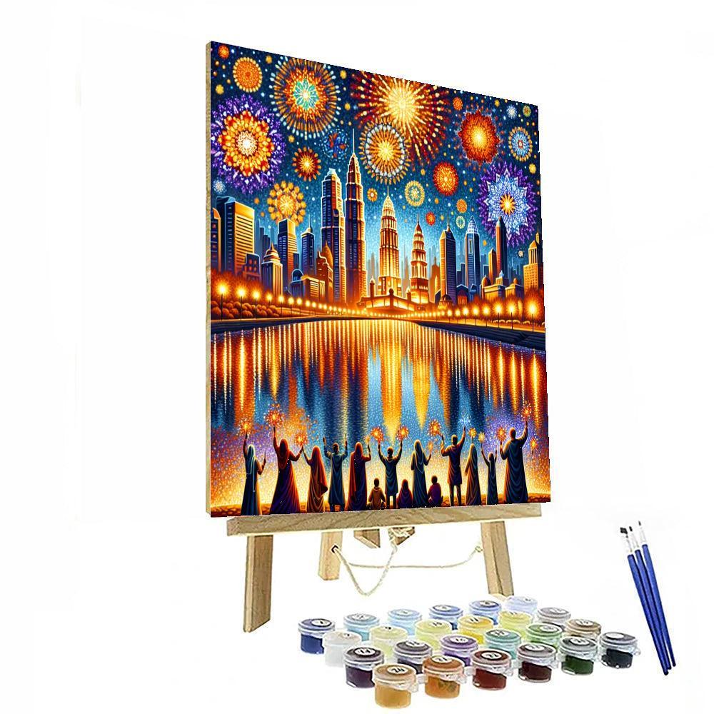 Diwali Fireworks Spectacular - Dubai Paint By Numbers Art