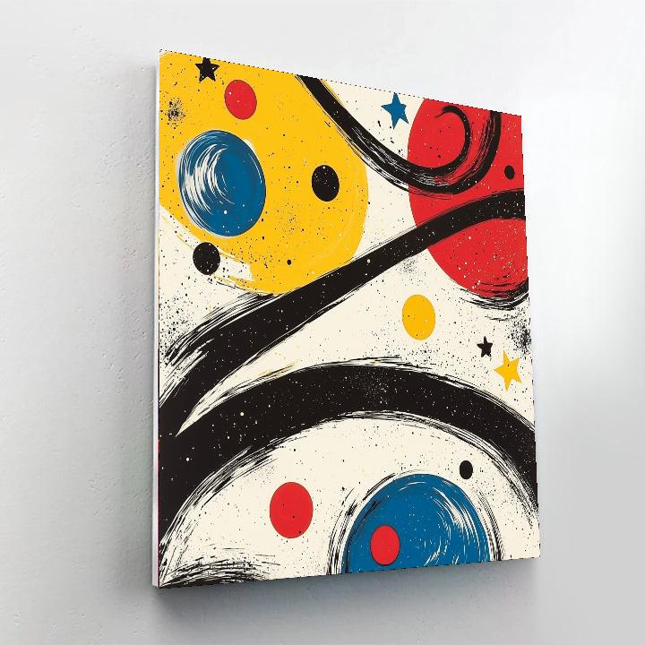 Joan Miró Inspired Whimsical Celestial Whirl  Painting By Numbers Kit