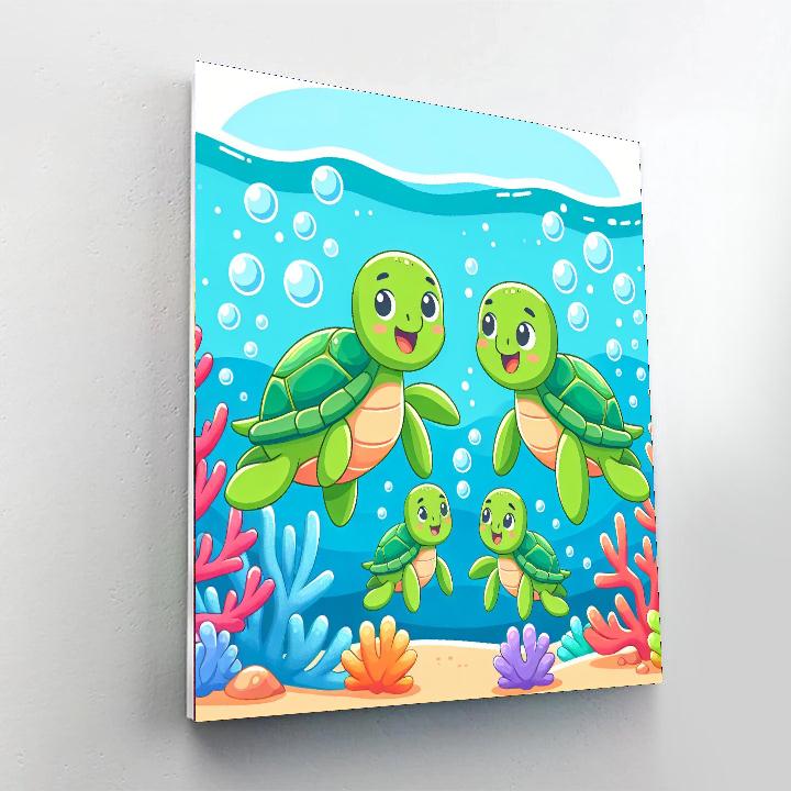 Charming Turtle Family Numbered Painting Kits